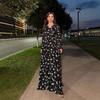 Elegant Autumn 2025 V-Neck Retro Floral Dress - European & American Style Waist-Cinching Women's Fashion