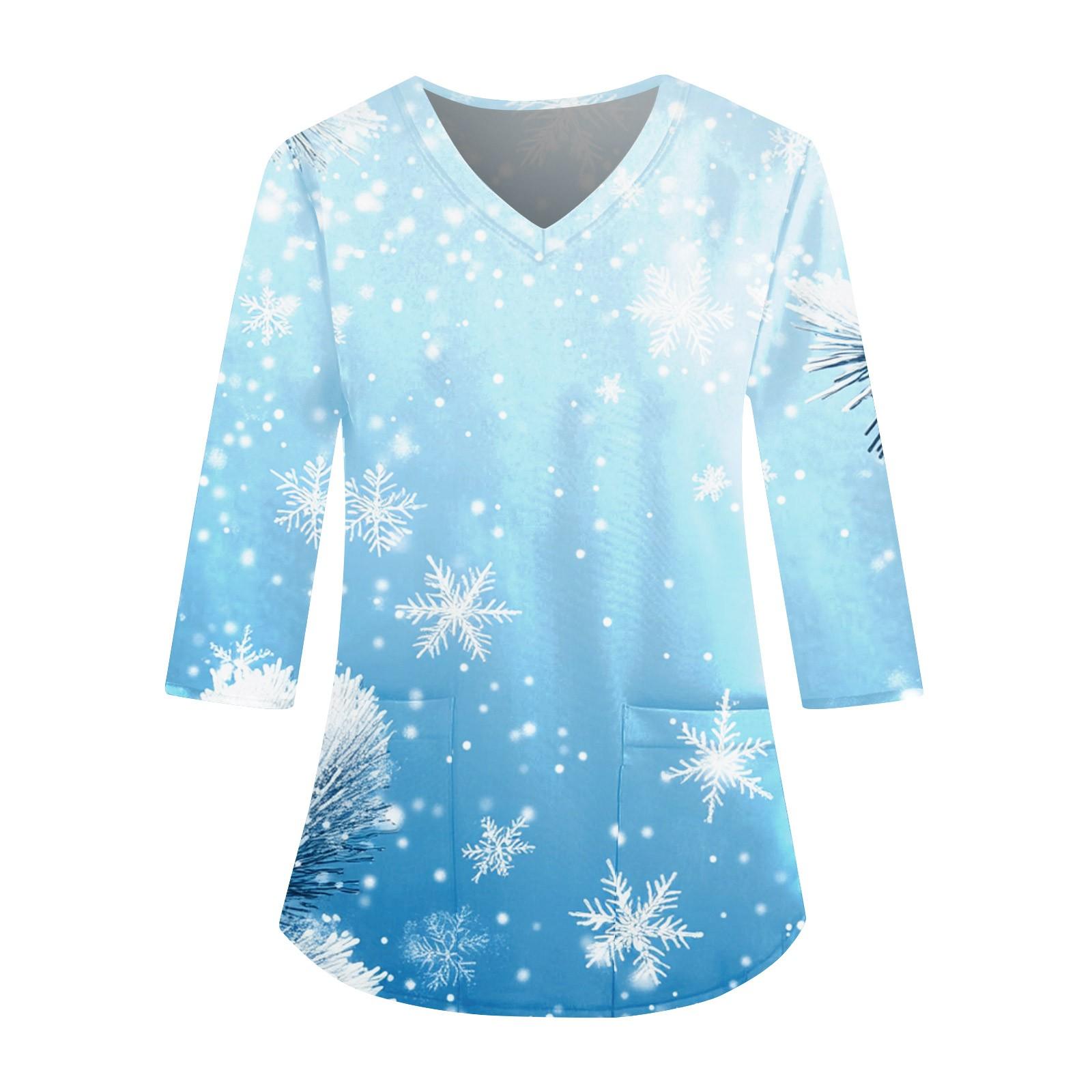 

Модные женские комбинезоны с V-образным вырезом и рукавами 3/4, карманы, рождественские принты, свободные топы L