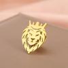 Stainless Steel Animal Brooch Lion Vintage Lapel Pins Suit Collar Badges  Trendy Gift