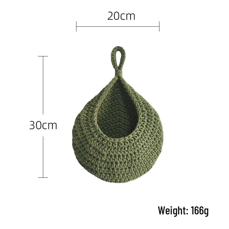 Handmade Cotton Rope Crochet Fruit Net Bag - Woven Kitchen Storage, Bird's Nest & Water Drop Design