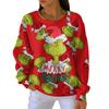 Women's Fashion Casual Gradient Christmas Print Pullover Sports Long-Sleeve Top