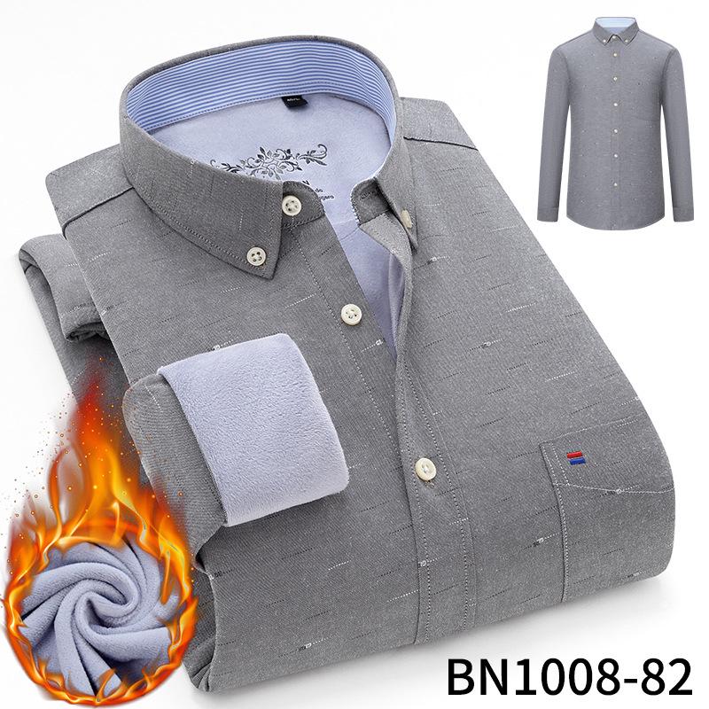 Men's Thick Fleece-Lined Oxford Long-Sleeve Shirt - Warm and In Stock