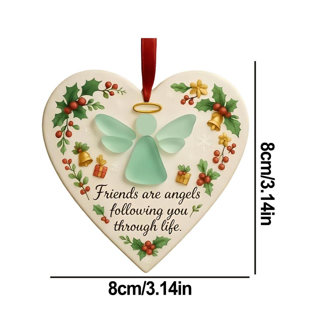 Christmas Friendship Ornaments Heart Shaped Friendship Pendants Ornaments Decorative Charm for Female Men Coworker Office Window