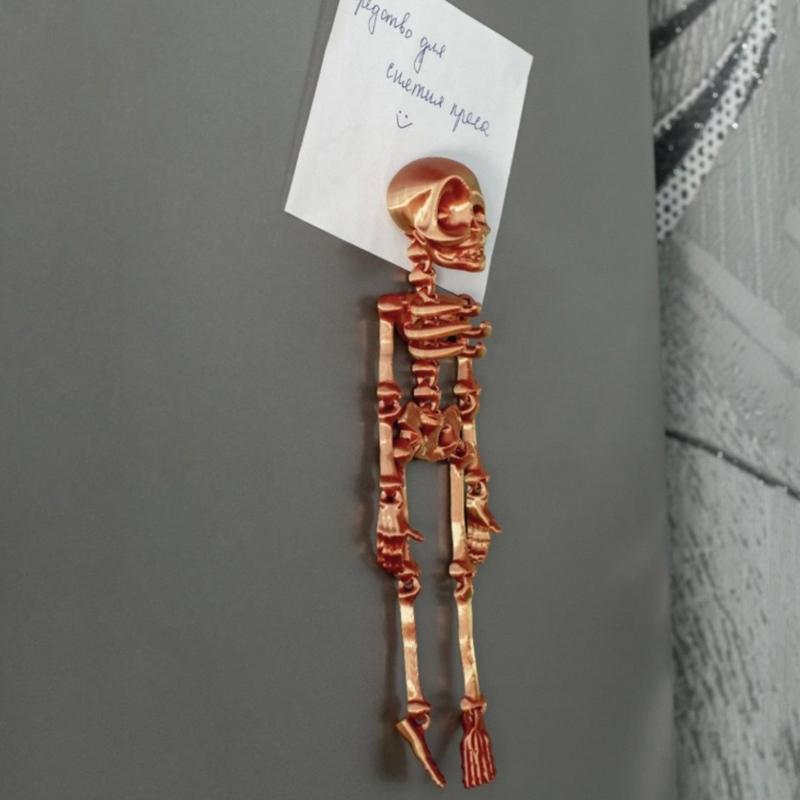 Poseable Skeleton Fridge Magnet 3D Printed Articulated Skeleton Decor Halloween Horror Luminous Skull Magnet Fridge Sticker
