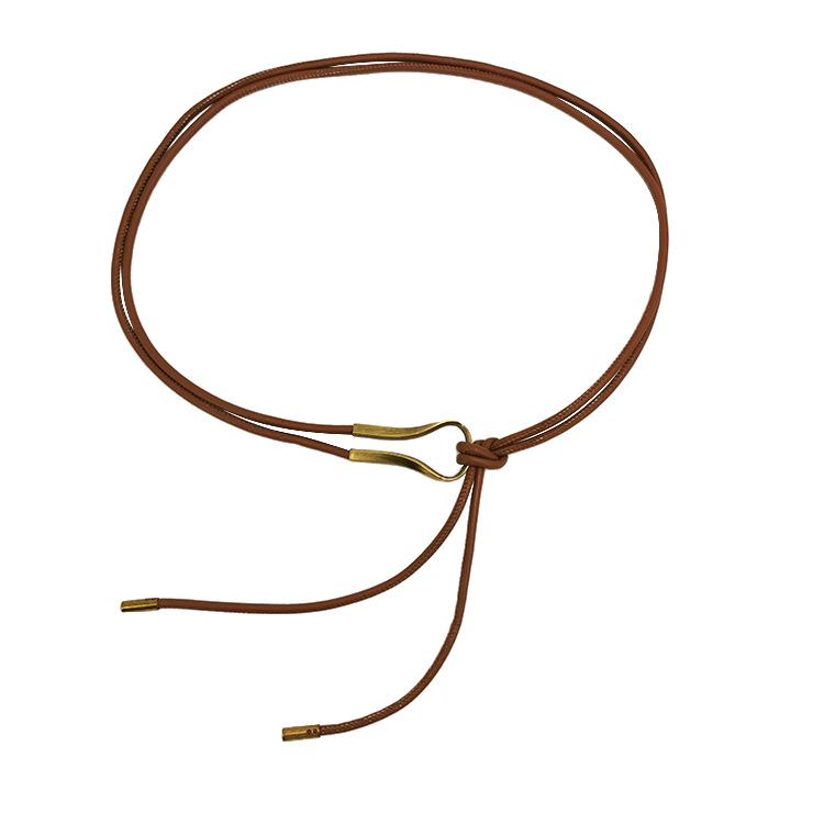 Elegant Women's Leather Knot Belt - Chic, Holeless Waist Cincher for Dresses