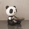 Panda Figurine with Storage Bowl Decorative Statue Cute Catchall Dish for Living