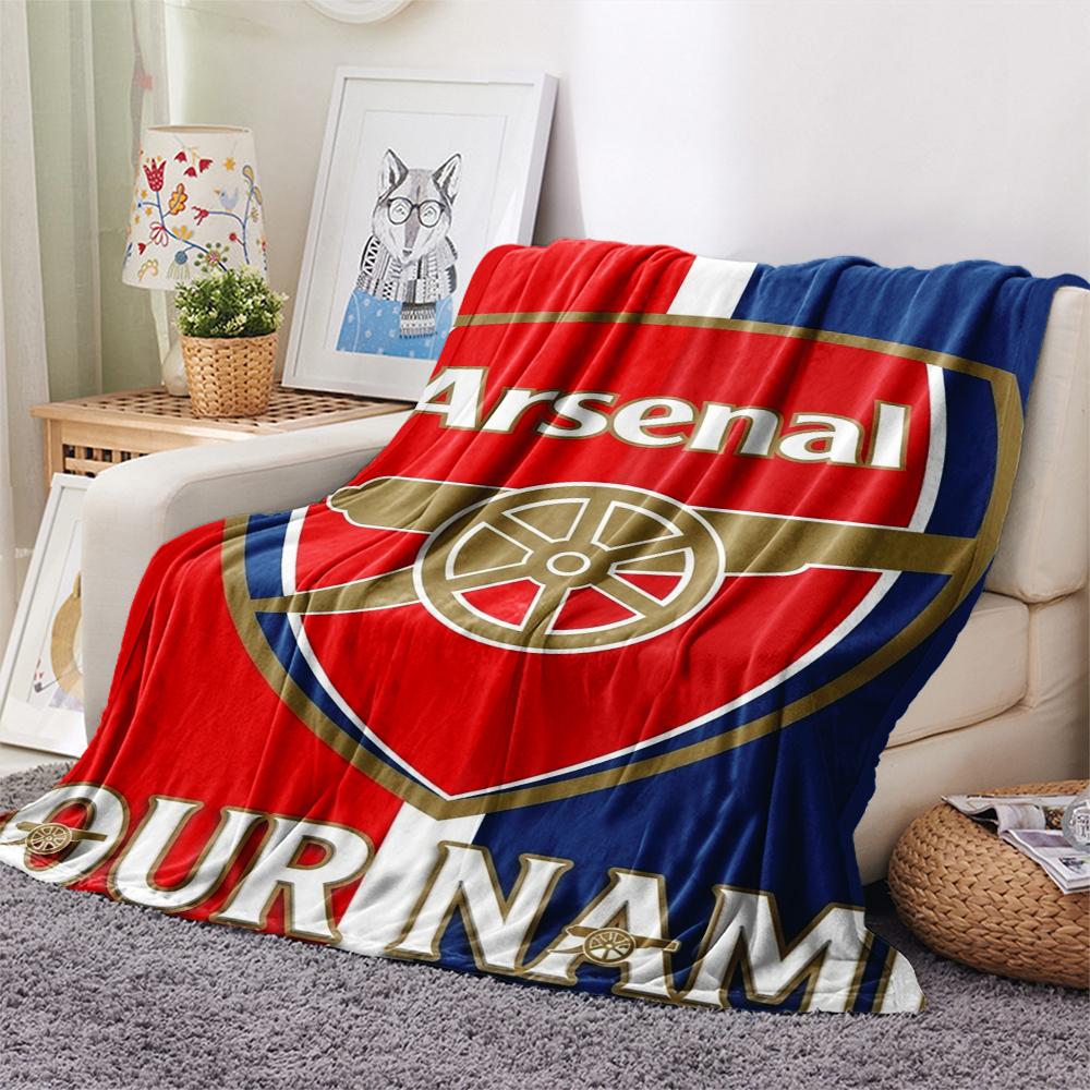 1PC Custom Name Arsenal Patterned Flannel Blanket Suitable For All Seasons for Home Decor Warmth and Comfort Gifts Holiday Present