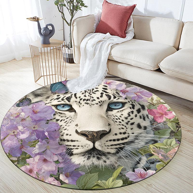 Leopard Pattern Round rug,Carpet Rug for Living Room Bedroom Playroom ,Non-slip Floor Mat,Holiday Gifts and Birthday Gifts.