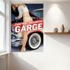 Sexy Blonde Woman Working On Red Classic Car Vintage Metal Tin Sign Retro Garage Wall Decor for Bar Pub Home 8x12 Inch Art Poste