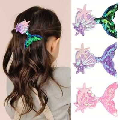 1 Stück Neue Meerjungfrau Prinzessin Schwanz Haarnadel für Mädchen Kinder Pony Dekorative Niedliche Cartoon Kinder Baby Kopfschmuck Haaraccessoires