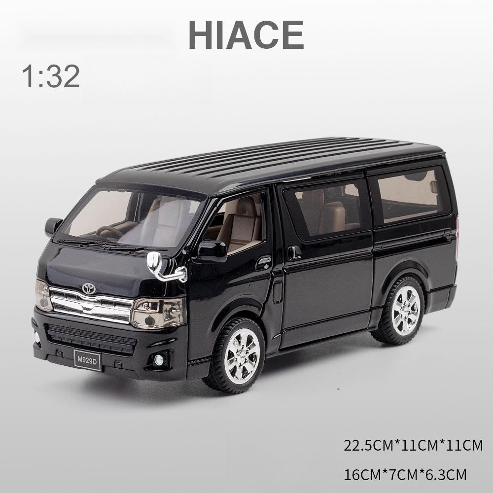 

1:Модели игрушечных автомобилей HIACE Масштаб 32 Сплав Литье под давлением MPV Открывающиеся двери Инерционный Звук Свет Автомобиль для деловых поездок Подарки для мальчиков чёрный