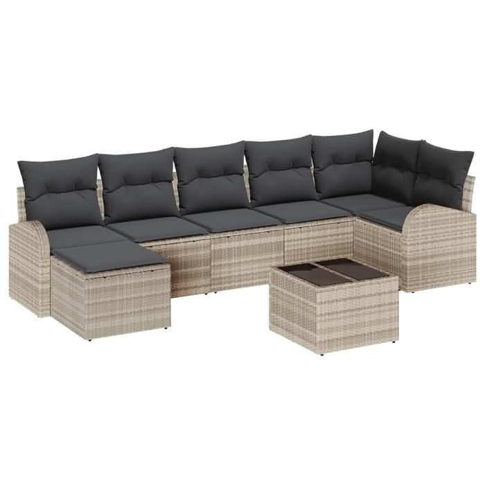 VidaXL Ensemble de Canapés de Jardin 8 pièces avec Coussins Gris Rotin Synthétique 3346142