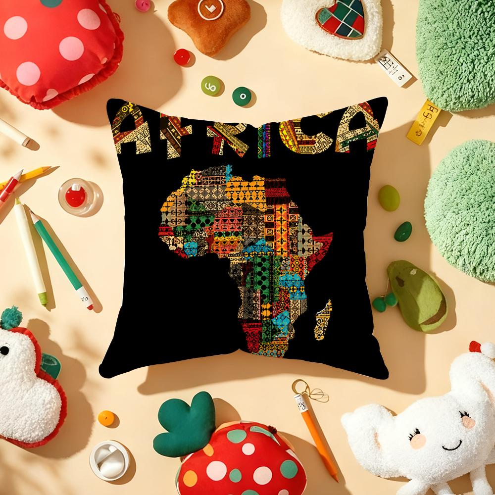 Map Of Africa Geometrics Cushion Cover Soft Short Plush DoubleSided Printing Home Decor Machine Washable Pillow Case Gift