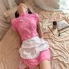 Chinese mother cheongsam sexy underwear apron pure desire maid dress two-piece set Japanese retro skirt short skirt summer