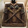 Viking Battle Axe pattern Flannel Blanket, High quality Comfortable for All Seasons, Home Decor, Warmth and Comfort, Perfect for Gifts.