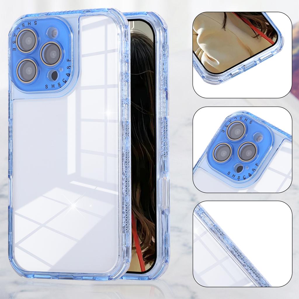 For iPhone 16 Pro Case Clear Colorful Frame Drop-Proof TPU + PC Phone Back Cover with Lens Film