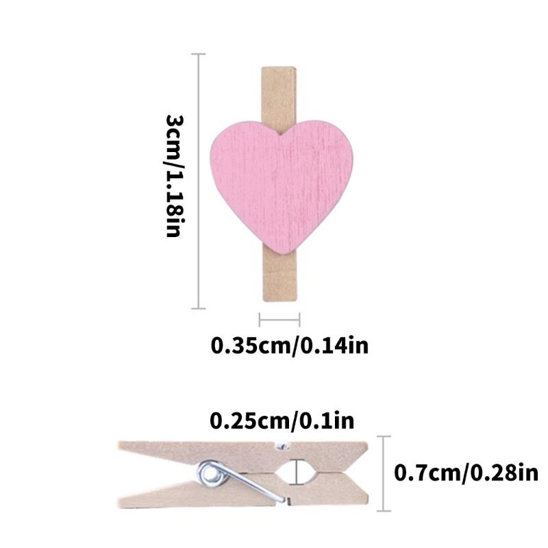 50 Pezzi Mollette da Bucato in Legno Set di Puntine per Foto per Arti e Mestieri Appendi Quadri Mollette a Forma di Cuore in Legno Clip Espositori per Foto in Legno