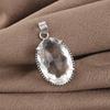 Crystal Quartz Gemstone Silver Pendant 1.75" , 925 Sterling Silver Handmade Jewelry, Women Wedding Pendant PP-63-5