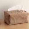 Muji-Style Japanese Cotton Linen Tissue Box with Creative Concave Design