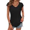Women's Sleeveless Blouse - Round Neck Ruffled Hem Flowy Casual Top for Spring and Summer