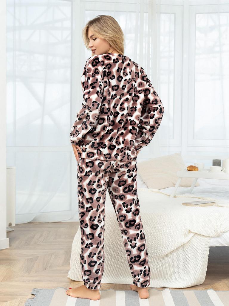 Terry Trouser Pajamas with Animal Print ISSA PLUS
