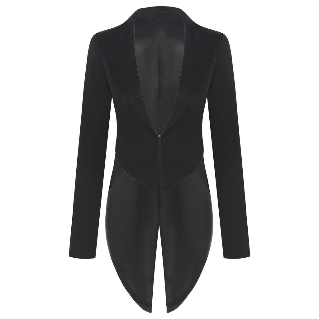 S-XL Donna Giacca Vintage Frac Revers a Punta Scollo a V Apertura Frontale Manica Lunga Giacca da Smoking Capospalla per Cocktail Cameriere Cosplay