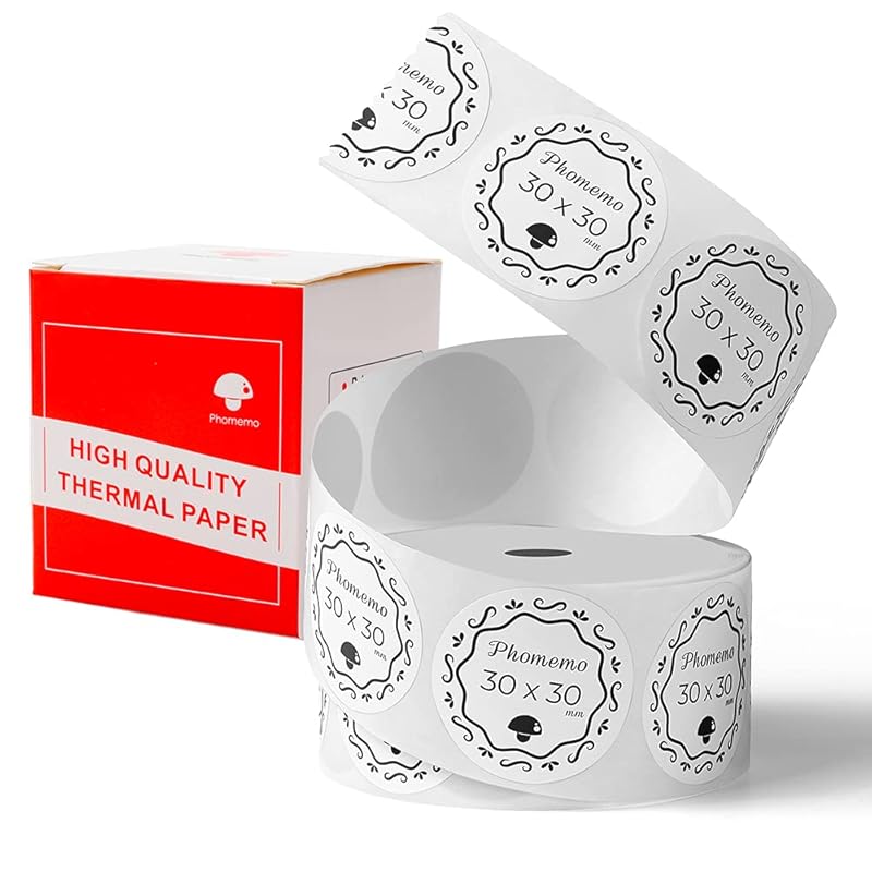 

Phomemo M110 M120 M220 correspondence genuine label sticker Round type 30*30mm 200 pieces/roll thermal roll paper address label For thermal label