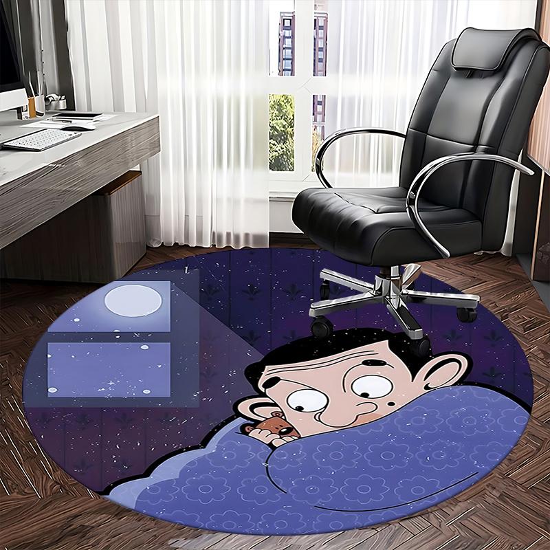 Mr. Bean Chair Mat Round Carpet - Home Decor, Sofa Rug, Office Mat, Gift for All Rooms0474b
