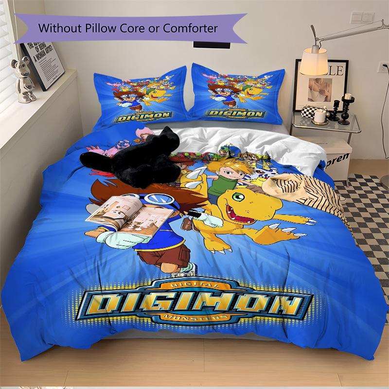 Digimon Adventure Begins Print 3Pcs Bedding Setduvet Cover With 2 Bedropillowcase Home Birthday Gift