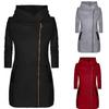 Women's Winter Jacket with Hood & Pockets Side Zipper Mid-Length Coat
