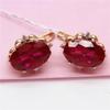 Exquisite Russian 585 Purple Gold Women'S Red Stone Egg Surface Earrings Fashion Temperament Pure Color Gold Plated Rose Gold Earrings