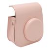 Protective Camera Case PU Leather Pure Color Camera Carrying Bag with Adjustable Strap for Camping Travel Pink