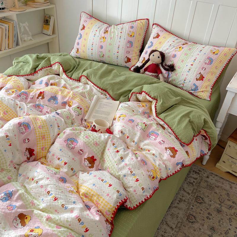 2026 Cartoon Style Embroidered Puffy Cotton Bedding Set