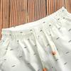 Summer Shorts Men Fitness Sport Elastic Waist Drawstring Shorts Men's Beach Pants Calf-length Design Fish Bone Printing Male