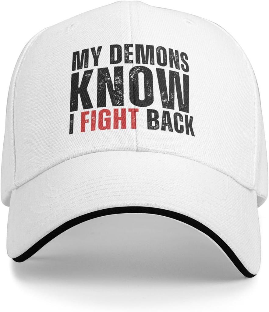 My Demons Know I Fight Back Trucker Hat Distressed Baseball Cap Polyester Adult Outdoors Cap