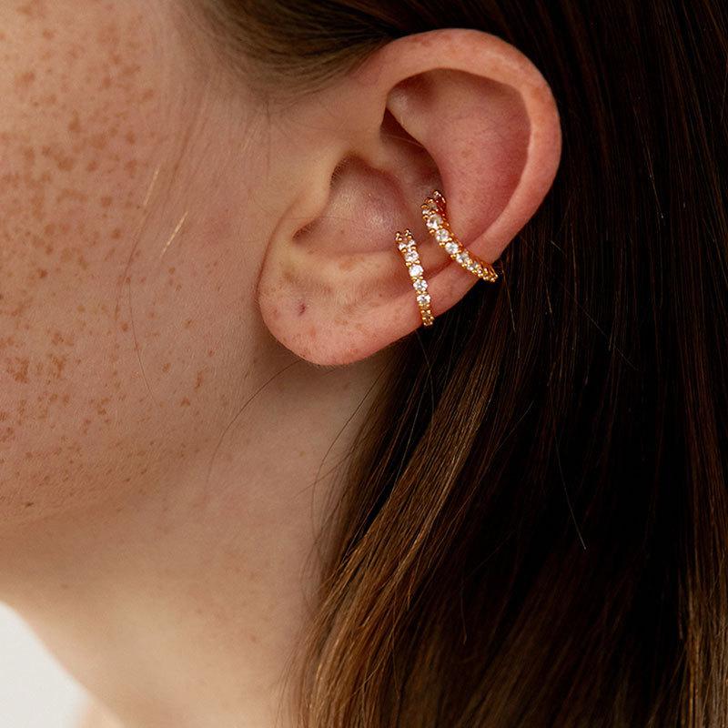 Simple Exquisite A-word Zirconia Ear Cuffs No Piercing Needed Durable Alloy Affordable Dainty Women's Daily Wear Gift Earrings