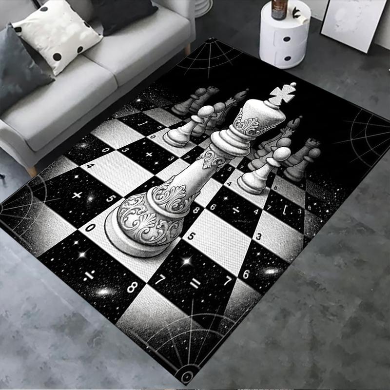 

2025 New Black and white chess pieces Carpet Rug for Living Room Bedroom Home Sofa Decoration,Kids play Non-slip Floor Mat 40x60cm( 15x23in )