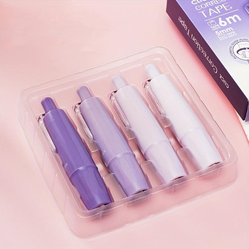 4 ks Kreativní barevná nastavitelná korekční páska, Materiál PET, Přenosná průhledná vyměnitelná náplň Korekční psací potřeby