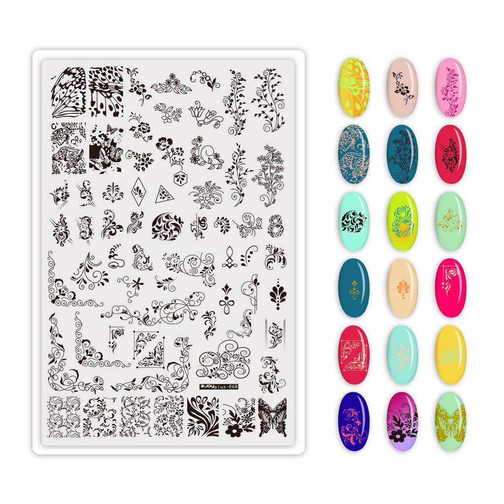 9.5X14.5cm Big Size Nail Stamping Plates Flower/Geometric Designs Nail Art Template For DIY Nail Decor 5.6cm round Stamper Plate