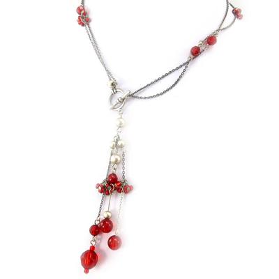 [R3269] - Red 'Scarlett' Necklace - 36 Cm 10 Cm