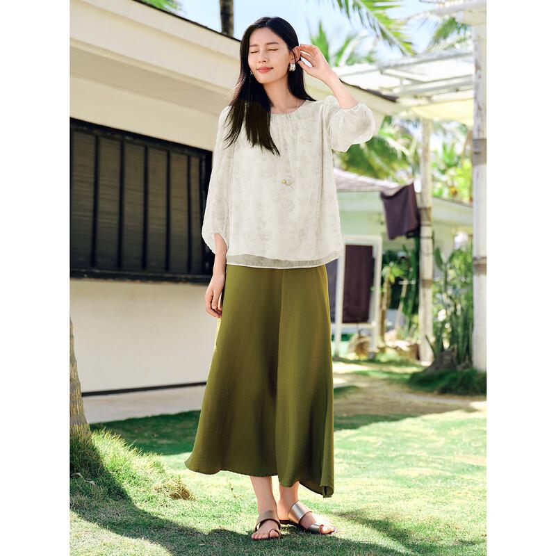 Juzhi Annakou Women s Elegant French Bling Mid-Sleeve Top M