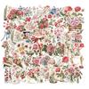 50PCS Small Fresh Flower Room Time Flower and Letter Flower Plant Plastic Stickers Bookkeeping Material Decorative Stickers