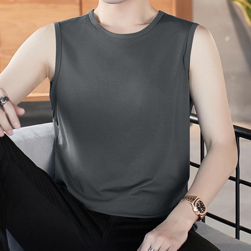 Men's Slim Korean Style V-Neck Sleeveless Vest - Casual Breathable Solid Color Youth Waistcoat