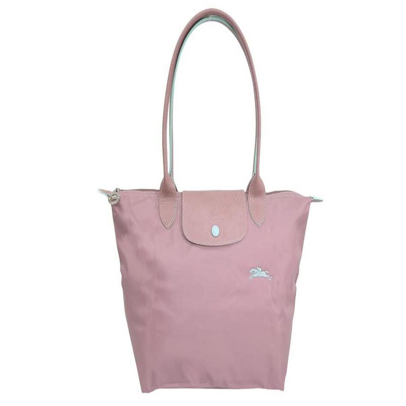 Longchamp Le Pliage Club Embroidered Logo Snap Flap Zipper Closure Nylon Dumpling Bag Hand-held Shoulder Bag Women's Rose 2605619P13