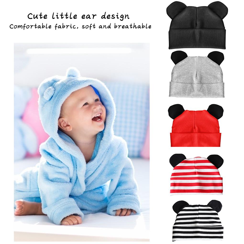 Baby Cap Cotton Unisex Baby Hat Elastic Black Ear Newborn Cap Head Scarf for Spring Autumn