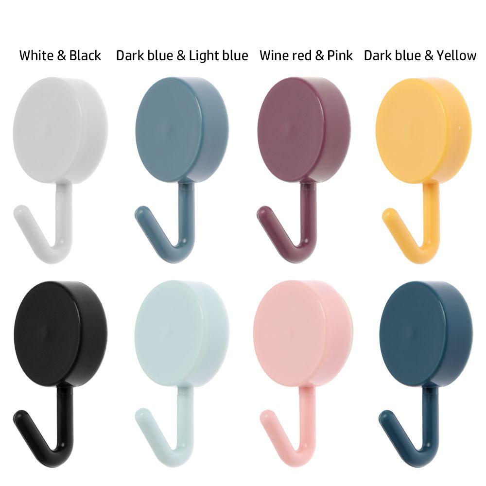 10pcs Solid Color Sticker Punch-free Clothes Hook Wall Hanger Towel Rack Wall Door Holder