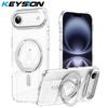 KEYSION Shockproof Transparent Matte Case for MagSafe for iPhone 17 17 Air 360° Magnetic Ring Stand Wireless Charging Phone Back Cover