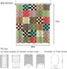 Colorful Geometric Patchwork Checkerboard Shower Curtain, Washable Waterproof Fabric Bathroom Partition Curtain with Hooks