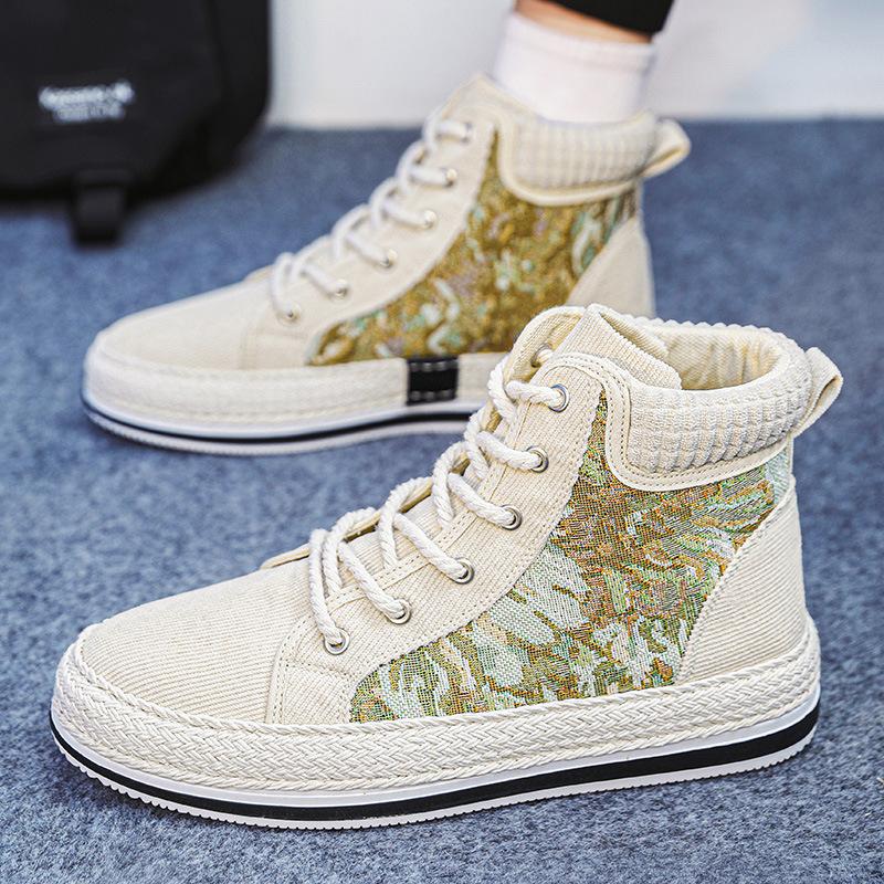 New Corduroy High-top Canvas Sports Niche Cloth Shoes Boys Casual Board Shoes Youth Sports Casual Men's Shoes