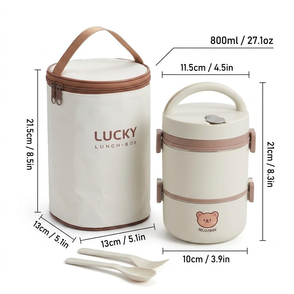 Microwave Safe 304 Stainless Steel Bento Box Thermal Lunch Box Portable Leakproof Insulated Kids Food Container Stackable
